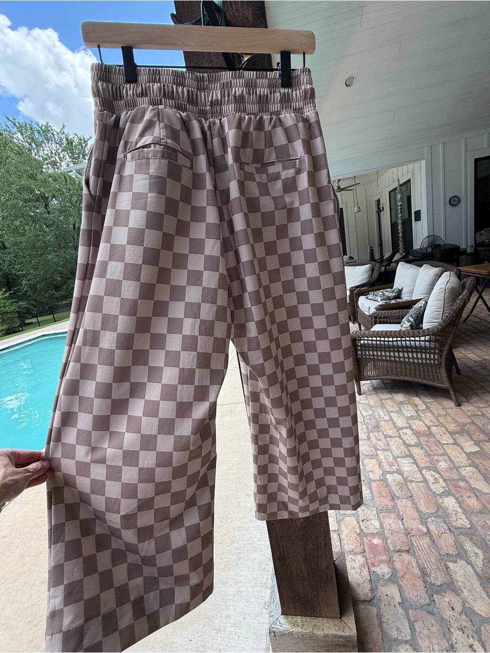 Albion Audrey Wide Legged Pants Size Small Petite length brown check - Picture 3 of 9
